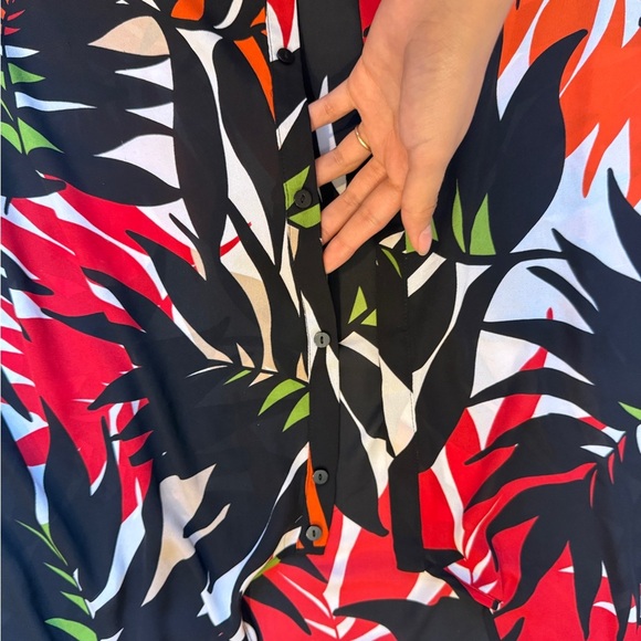 Worthington Red and Black Leaf Print Blouse - Picture 3 of 6